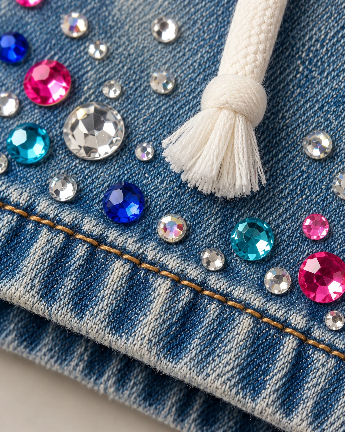 Colour Applique Rhinestone Denim Shorts — AI design reference 5